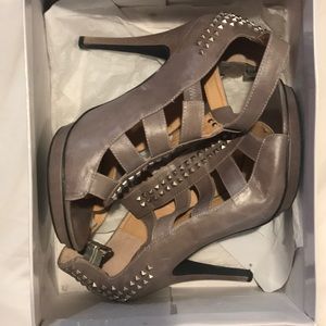 Steve Madden leather grey spike heels